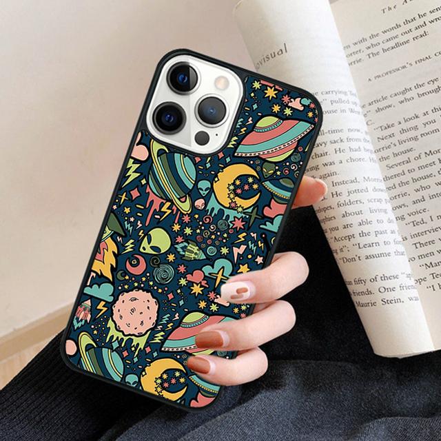 Cartoon Alien Phone Case Cover For iPhone 17 Air 16 15 14 Plus 12 13 Pro Max Coque Shell Fundas