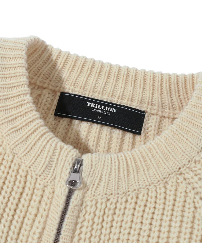Maglia Tricot TRILLION con Zip e Spazzola Lavabile (Avorio)