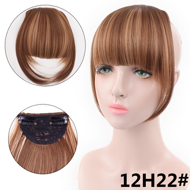 Synthetic Short Front Neat Bangs Blunt Fringe Clip In Bangs Extensions Black Blodne Hair Fake False Hairpiece For Women Heat Resistant