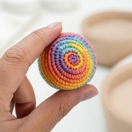 6Pcs Knitted Footbag Sack, Handmade Crochet Juggling Balls for Beginners, Soft Yarn Sandbags for Outdoor Play, Colorful Gift for Teens Adults