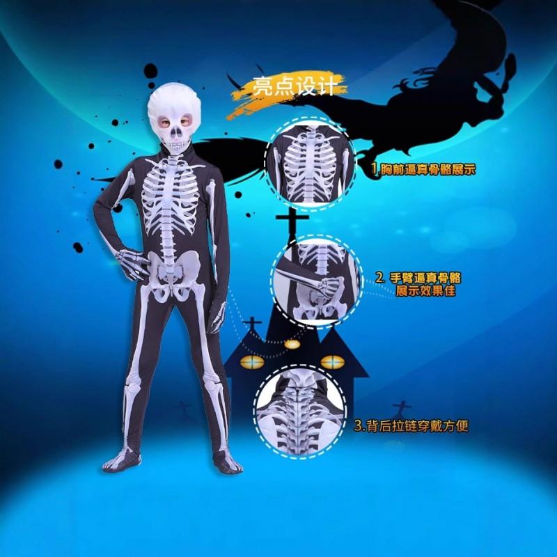 Kinder Halloween Kostüm Skelett Geist Leuchtet im Dunkeln Cosplay Overall Party Bühnenauftritt