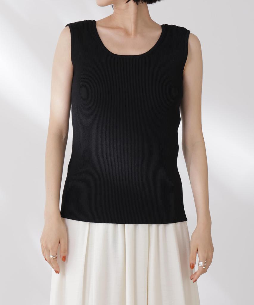 Nano Universe Square Crew Neck Rib Knit Tank Size F Women's 2-Way & Top, Gray, 020, 673-5222312