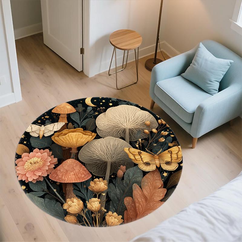 Forest pattern round rug,Carpet Rug for Living Room Bedroom Sofa Playroom Decor,Non-slip Floor Mat,Holiday Gifts and Birthday Gifts