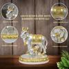 Kamdhenu Cow with Calf Idol Gold Silver Plated with Matte Finish | Home Decor Gaay Bachda Cow| Positive Energy | Wealth Idol Diwali Puja