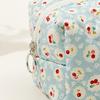 Cute Cherry Makeup Pouch Small Quilted Cosmetic Organizer Aesthetic Puffy Travel Toiletry Bag Cotton Pencil Purse with Zipper for Women Girls