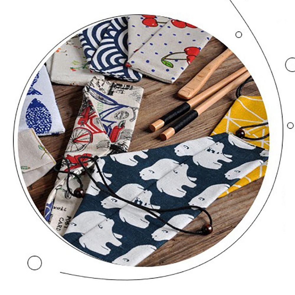 Japanese Style Utensil Holder Cotton Linen Cutlery Case Reusable Cutlery Pouch For Chopstick Spoon
