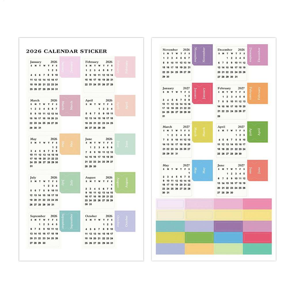2026 Calendar Stickers Tear-Off Monthly Planner Stickers Labels For Diy Scrapbook Journals Notebooks Scheduling School Office