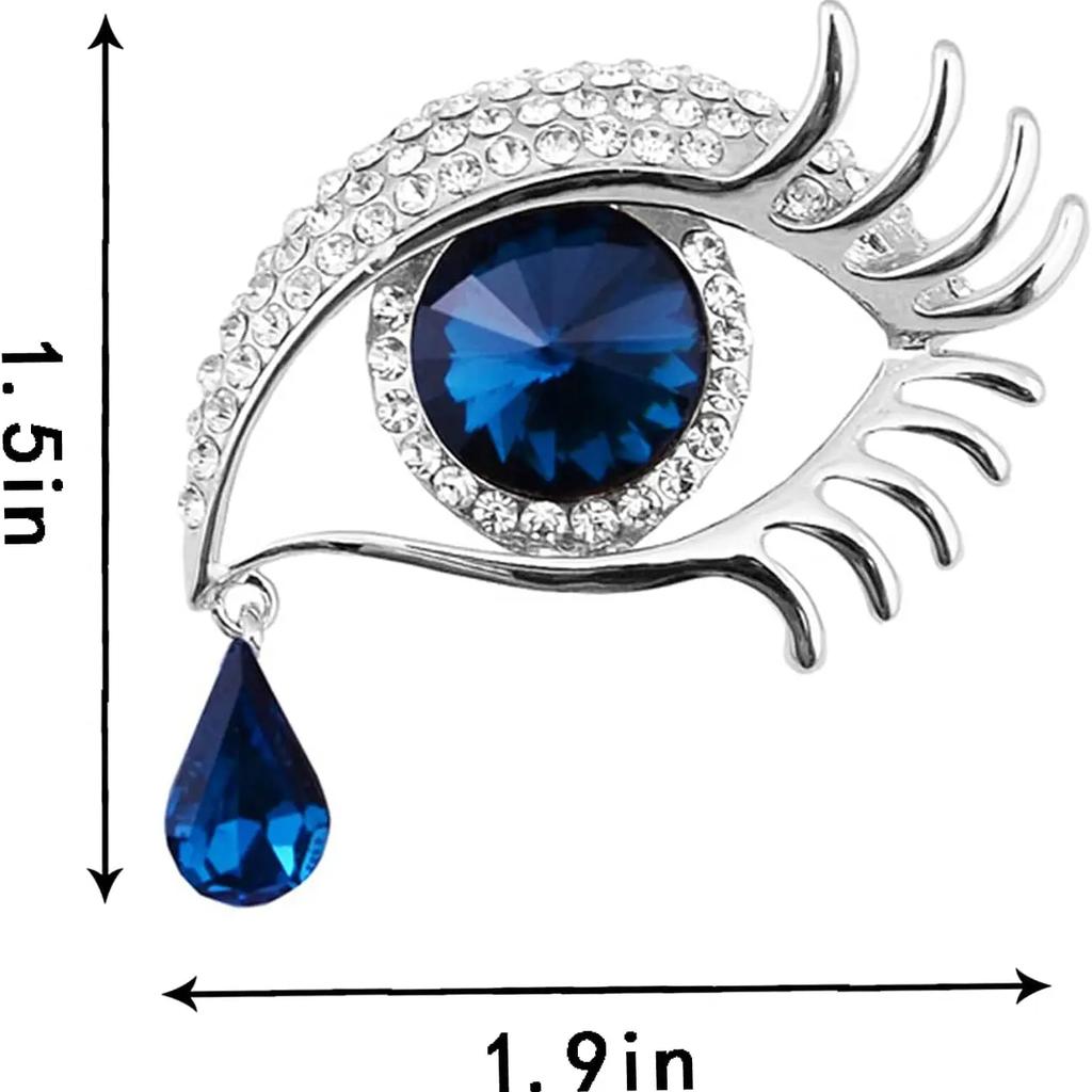 Angel's Tear Drop Brooch Diamond-Inlaid Big Eyes Long Eyelashes Brooch Fashionable Pin Accessory