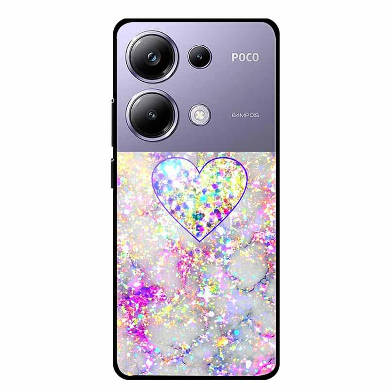 Colorful Aesthetic Tempered Glass Phone Case for Redmi 12 5G & POCO M6 PRO