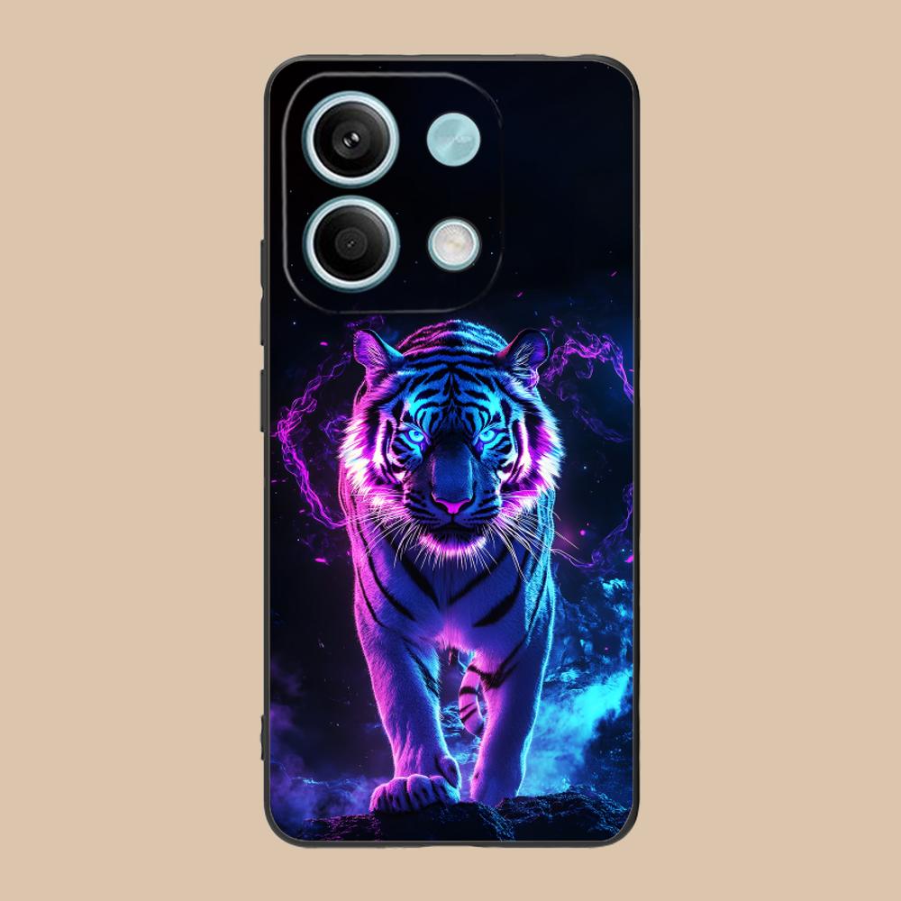 Tiger Neon Mobile Cell Phone Case for POCO M7 M6 M5 M4 M3 X7 X6 X5 X4 X3 Pro GT 5G Colorful Printing Cover Luxury Pretty Cover