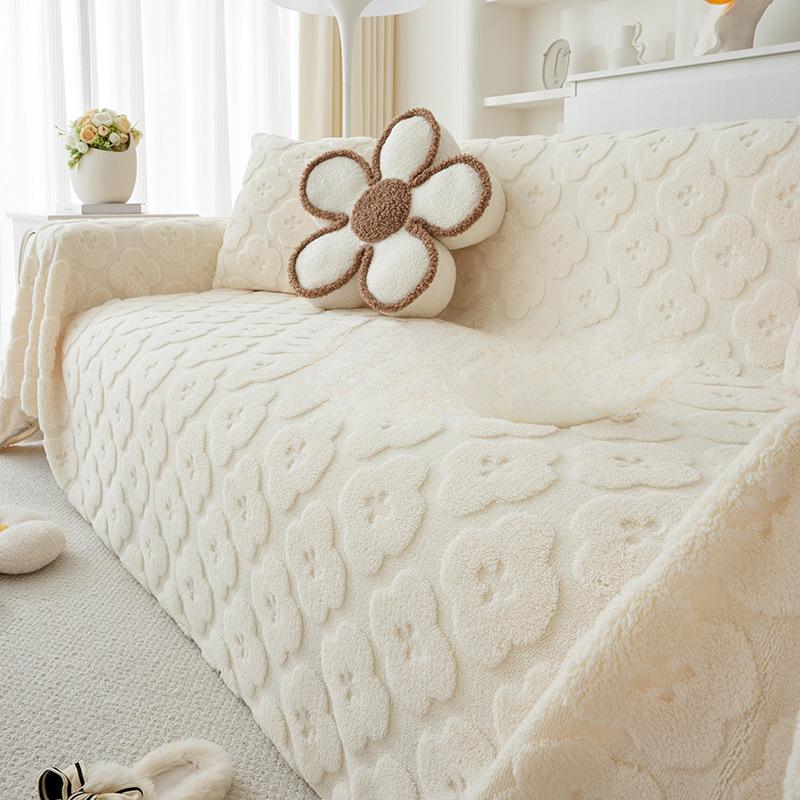 Cream Style Sofa Cover Towel High-Grade Comfortable Cotton Velvet Sofa Towel Plush Sofa Cover Cover Cloth