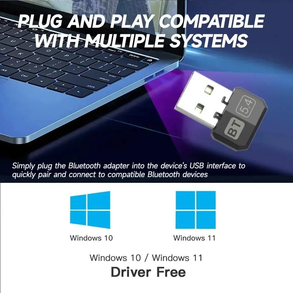 USB Bluetooth 5.4 Dongle Adapter for PC Speaker Wireless Mouse Keyboard Music Audio Receiver Transmitter Bluetooth Adaptador