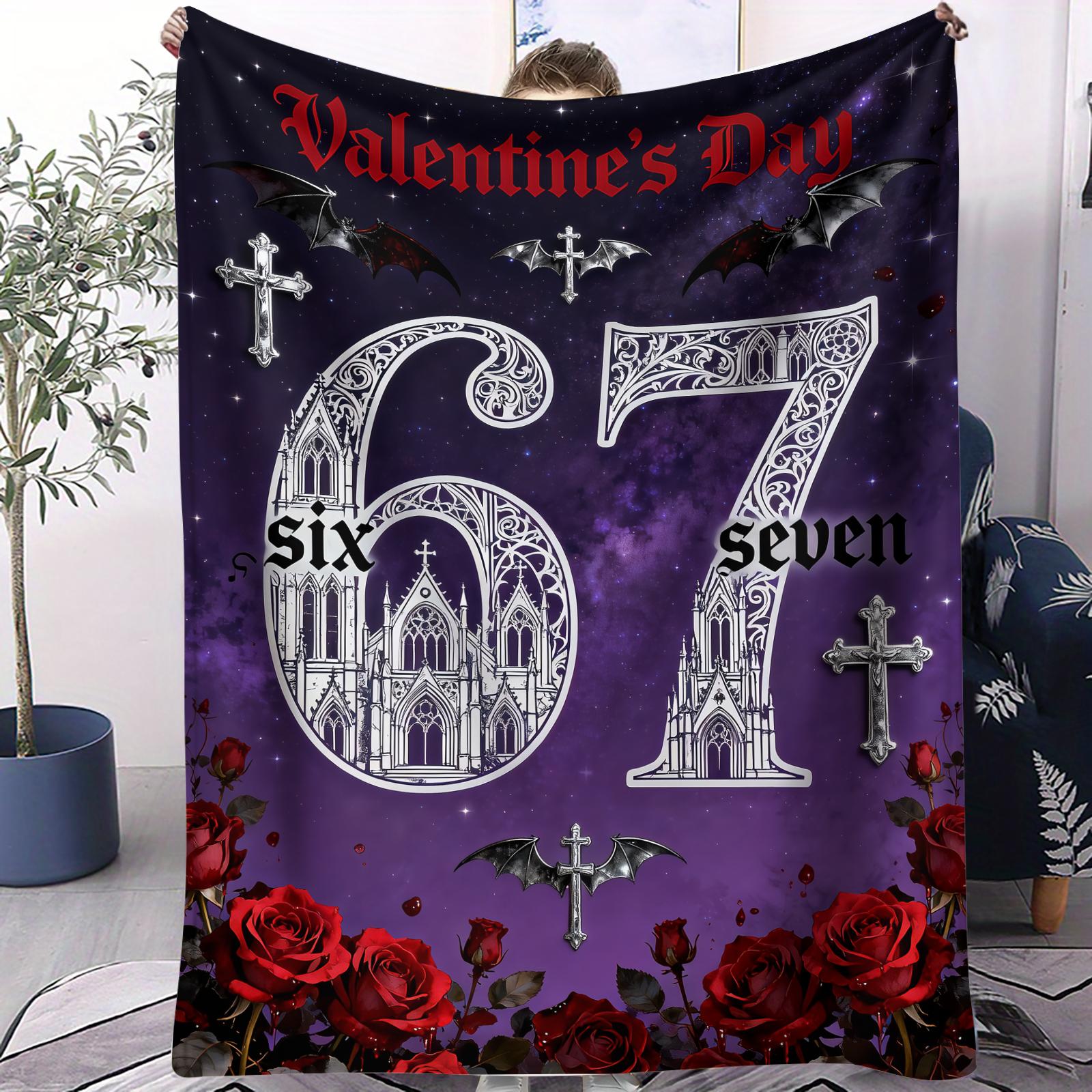 67 Element Printed Blanket Soft Fluffy Flannel Blanket Quality Multifunctional Gothic Decorative Blanket Valentines Day Gift 75x100cm (30x40inch)