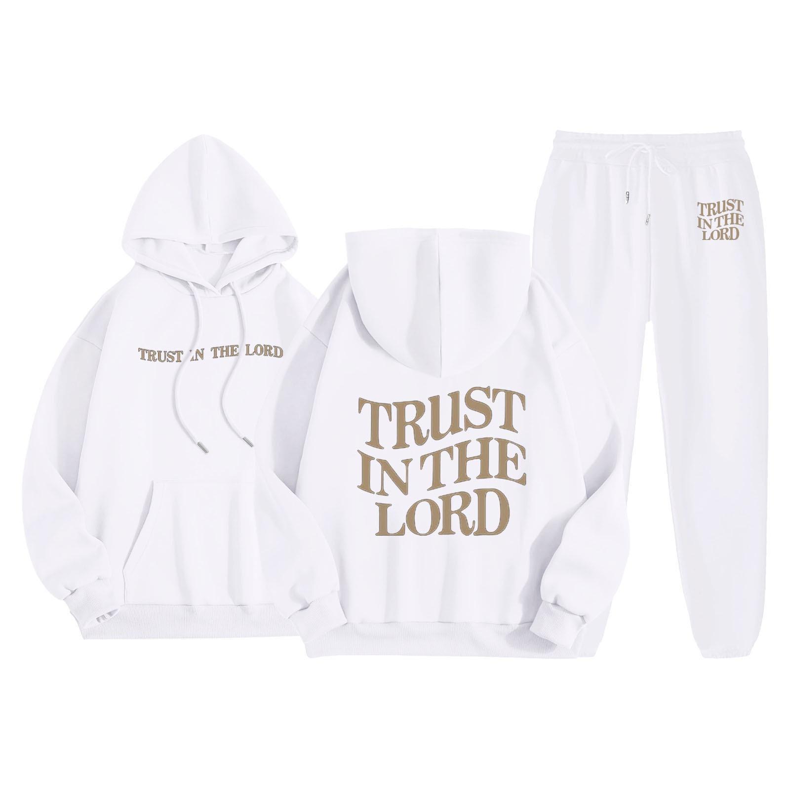 

Мужской повседневный однотонный свитшот с принтом букв, Мужской флисовый худи на шнурке и спортивные штаны, комплект из двух предметов XL белый