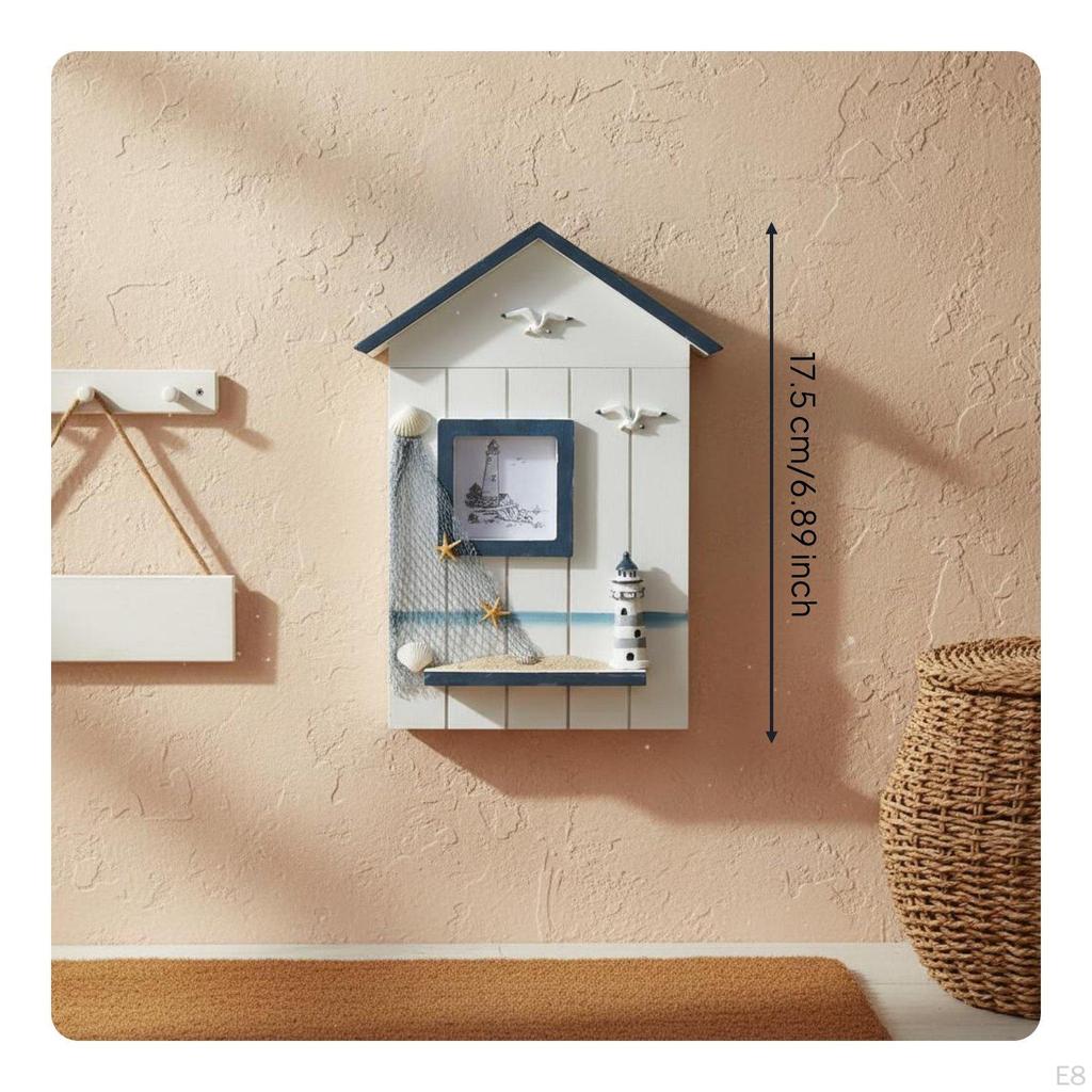 House Shaped Key Storage Box Rustic Finish Wall Mounted Space Saving for Entryway,