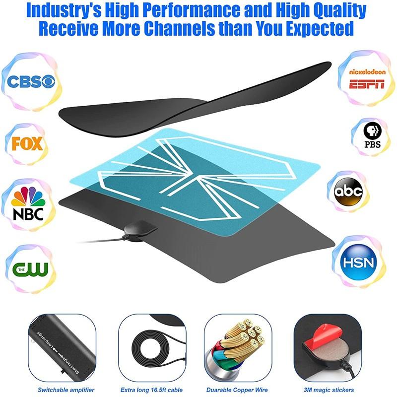 2025 Upgraded HD Digital TV Antenna, Supports 4K 1080P TV Indoor and Outdoor Use - Suitable for Smart TVs