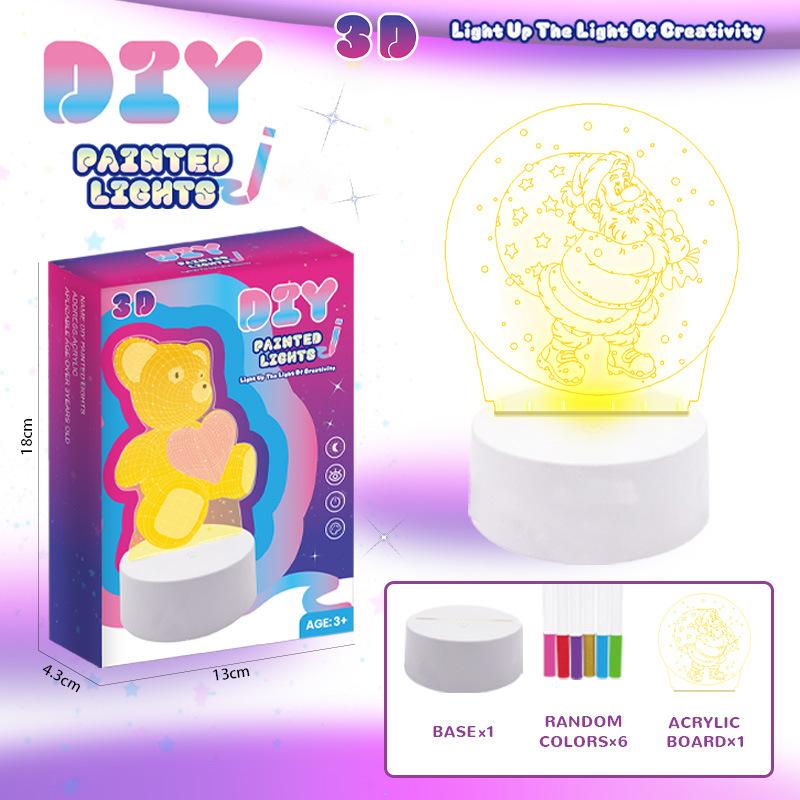 

3D расписной ночник креативный сделай сам граффити ручной работы светящийся трехцветный светильник импортная торговля праздничные игрушки подарки 20.65 красный трактор