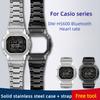 For Casio G-SHOCK DW-H5600 Bluetooth Heart Rate Watchband Modified Small Block Solid Stainless Steel Strap Bezel Case Bracelet