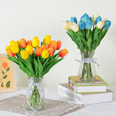 10Pcs Luxury Silicone Real Touch Artificial Tulip Flowers Plants For Mothers Day Gifts Home Living Room Table Decoration