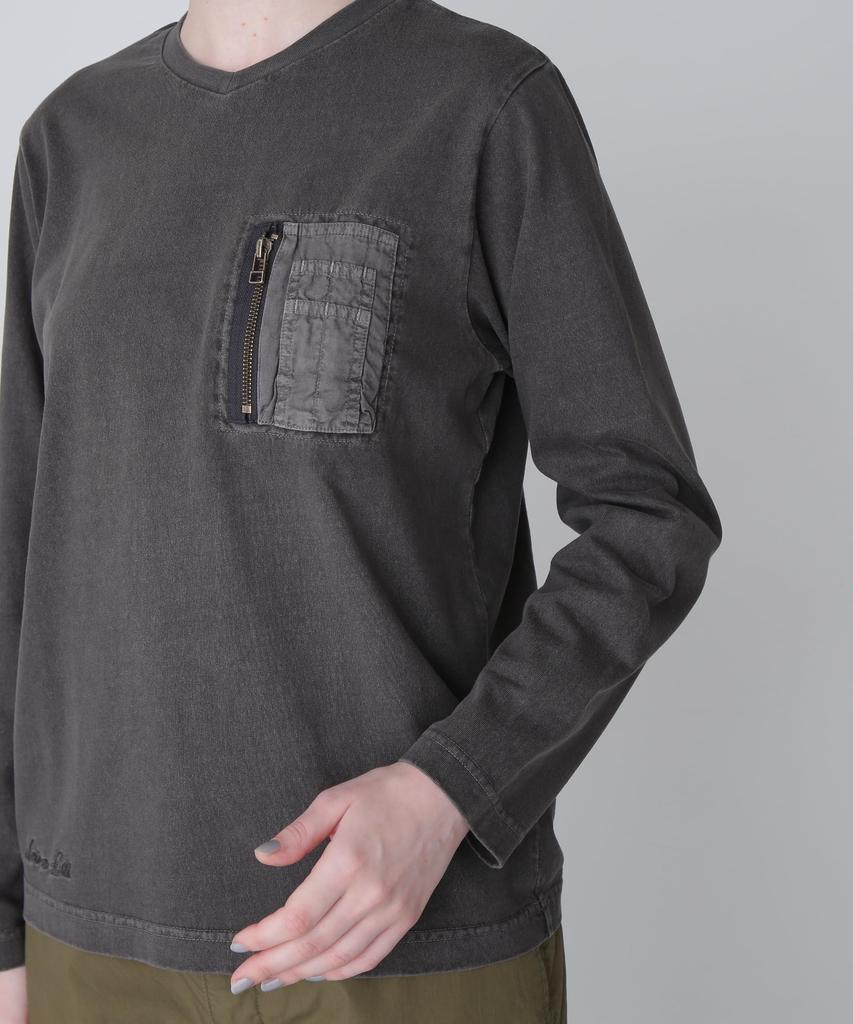 AVIREX L/S FADE WASH MA-1 POCKET women's S 410 charcoal 783-4230605