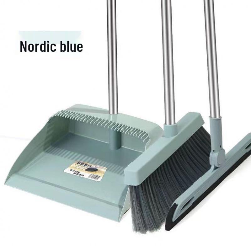 Indoor/Outdoor Broom and Dustpan Set with Magic Silicone Bristles