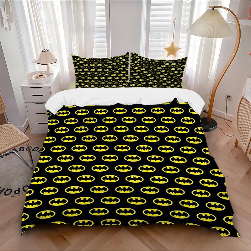 

3pcs Batman Signal Bedding Set, Soft Polyester Duvet Cover and Pillowcases Machine Washable Seasons all suitable & Guest Room Decor258 135x200cm