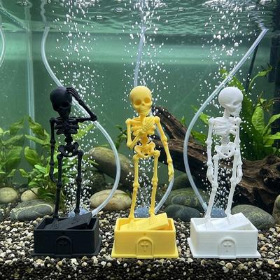 3D Printed Dancing Skeleton Aquarium Bubbler Water Wiggling Skeleton Decor  Fish Landscaping