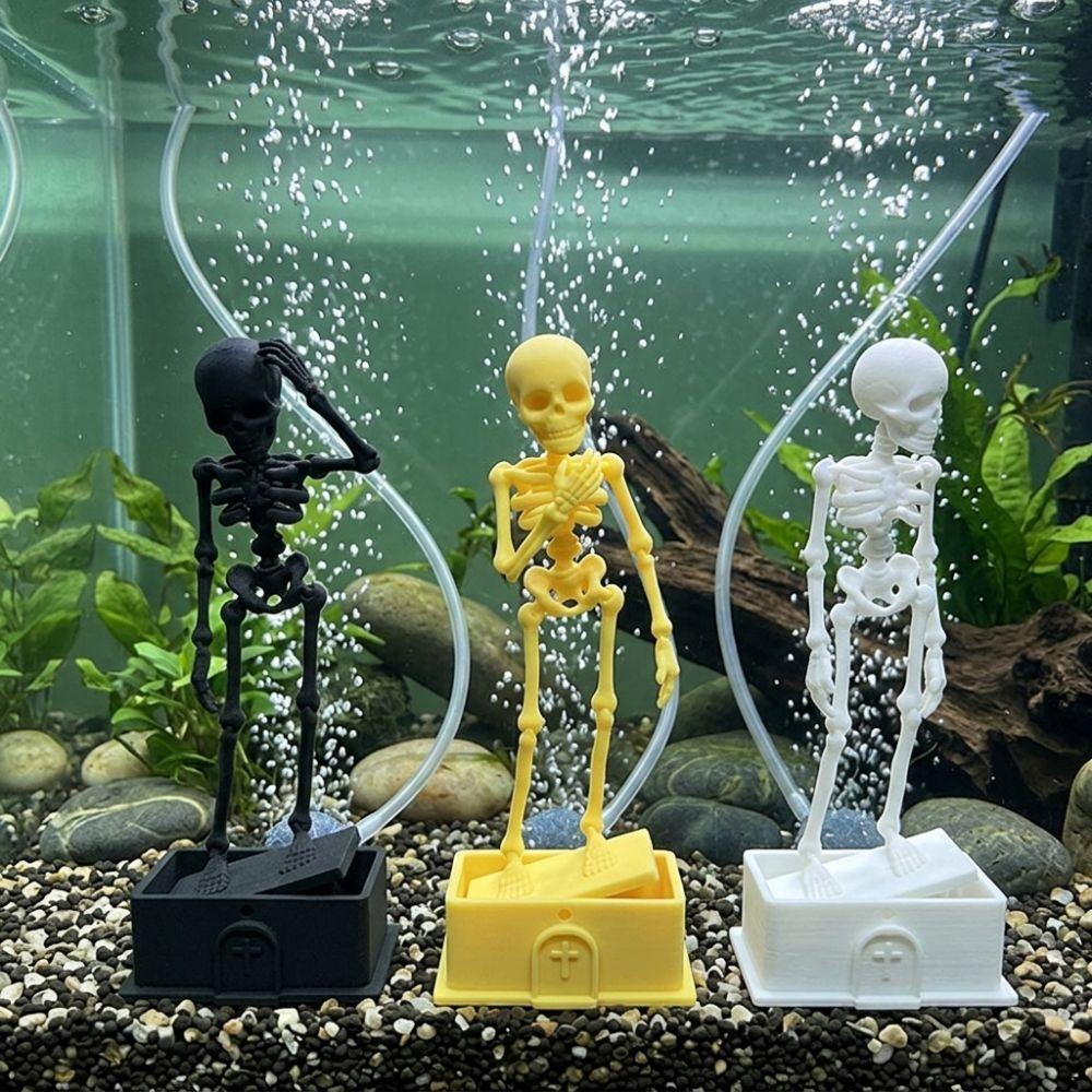 Luminous Fish Tank Dance Skull Bubbler Movable Skeleton Fish Tank Bubbler Aquatic Products