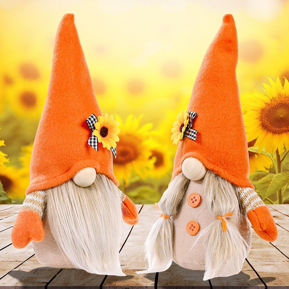 Unique Festival Harvest Sunflower Doll In Orange For Home And Bar Thanksgiving Decor