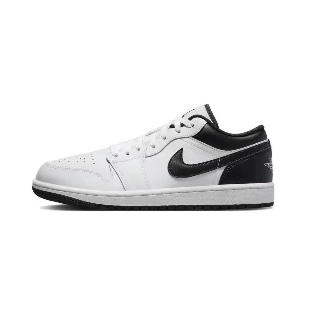 Jordan Air Jordan 1 Slip Resistant Abrasion Resistant Low top Vintage Basketball Shoes Men's Black White Gray 553558-132(Team59-)