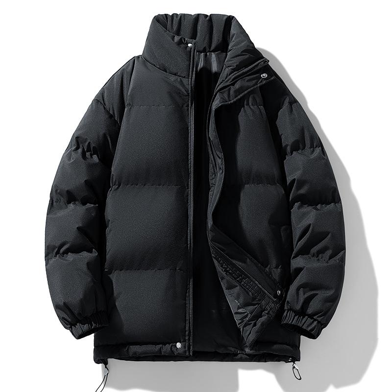 

2025 winter new stand-up collar padded jacket couple jacket thickened padded clothing men s outdoor loose warm bag clothing S чорний