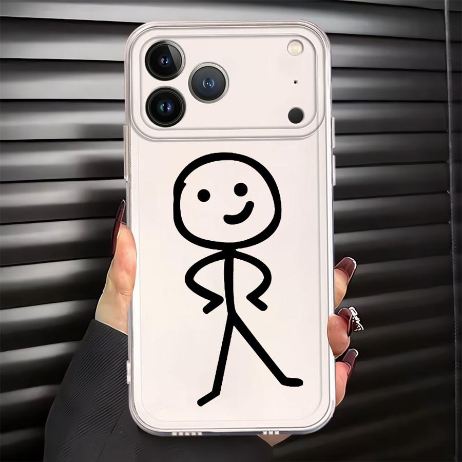 Soft Phone Cover Case for iPhone 17 Pro Max 16 14 Plus 11 7 8 XS Max Air XR 12 Mini 13 Pro 15 Cute Art Stick Figures