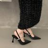 Fashion 2025 Fashion Ladies Shoes Slingbacks Women's High Heels New Crystal Dress Best Seller Sexy Slip-on Closed Toe Sandals Zapatos