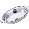 Large Capacity Oval Grilled Fish Pan Stainless Steel Hot Pot Multipurpose Fish Steamer  Home