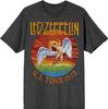Camiseta de Manga Curta Vintage Rock Led Zeppelin Turnê pelos EUA 1975