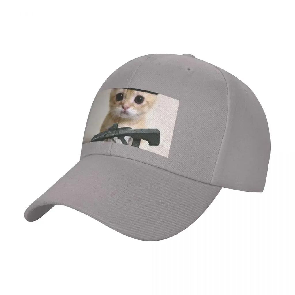 Cat With Uzi Gun Baseball Cap Anime Hat Luxury Brand Men's Big Size Hat Women Caps Men's