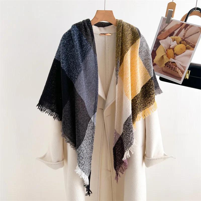 Cashmere Imitation Shawl Autumn Winter Warm Unisex Long Wraps Triangular Scarf Fashion Tassel Scarves Men Women Neckerchief