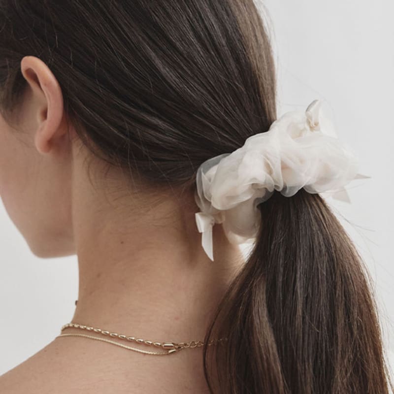 MONGDOL [2color] Chiffon Velvet Ribbon Scrunchie MDAC038