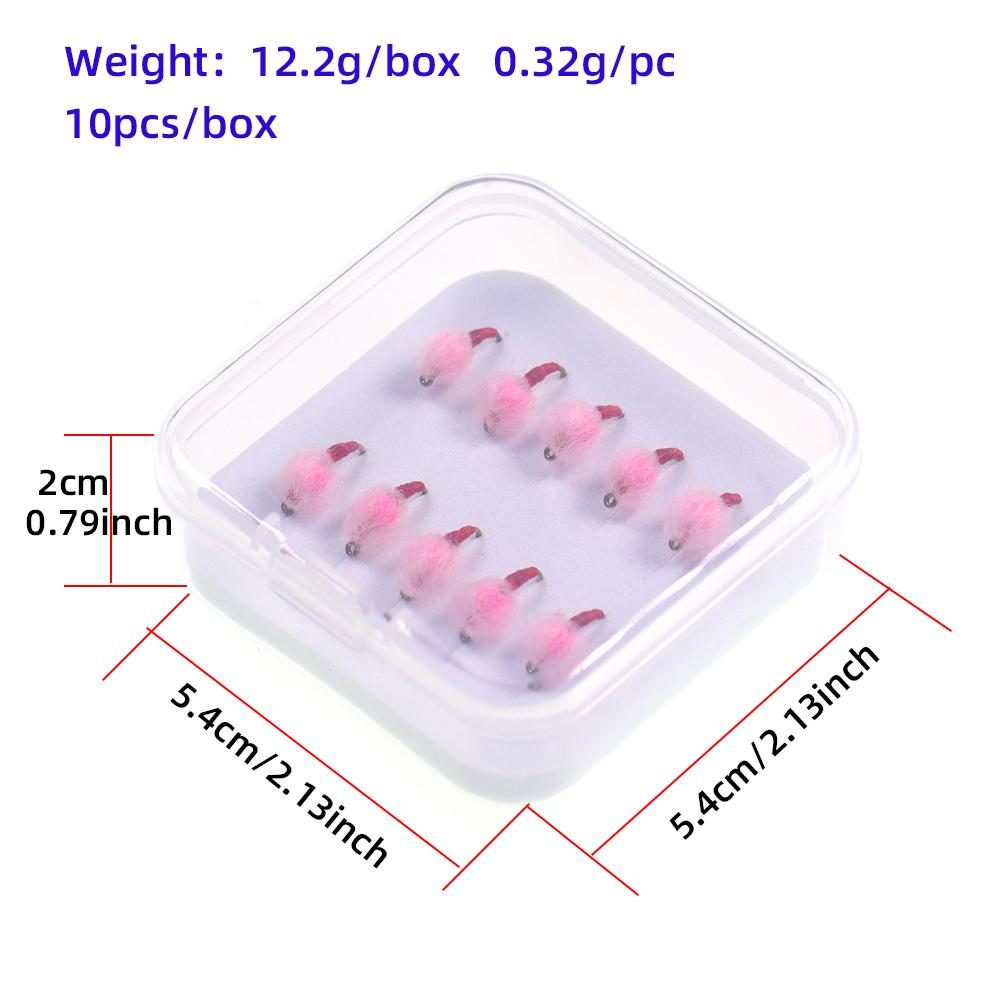 5pcs 10 Pcs/box Translucent Tungsten Bead Core Hard Egg Fly Glo Bug Fly Fishing Flies Lures Size 12#