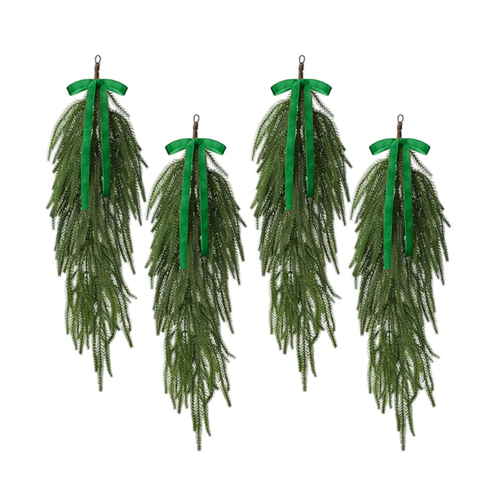 Simulated Soft-Glue Norfolk Needle Wall Hanging Christmas Tree Upside Down Vine Green Plant Holiday Decoration