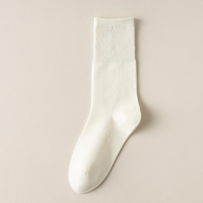 

Женские весенне-осенние универсальные однотонные бесшовные влагоотводящие хлопковые носки с высоким ворсом 1 pair молочный белый