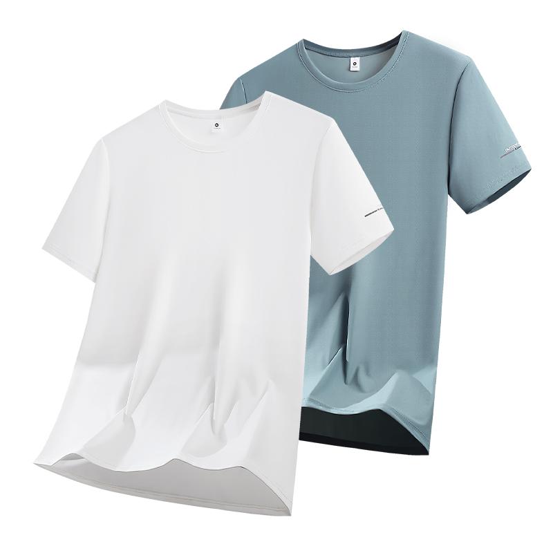 T-shirt in Seta di Ghiaccio Moda Uomo Casual Asciugatura Rapida Manica Corta Fresca Traspirante Larga Top Sportivo Uomo Slim Traspirante Casual Manica Corta