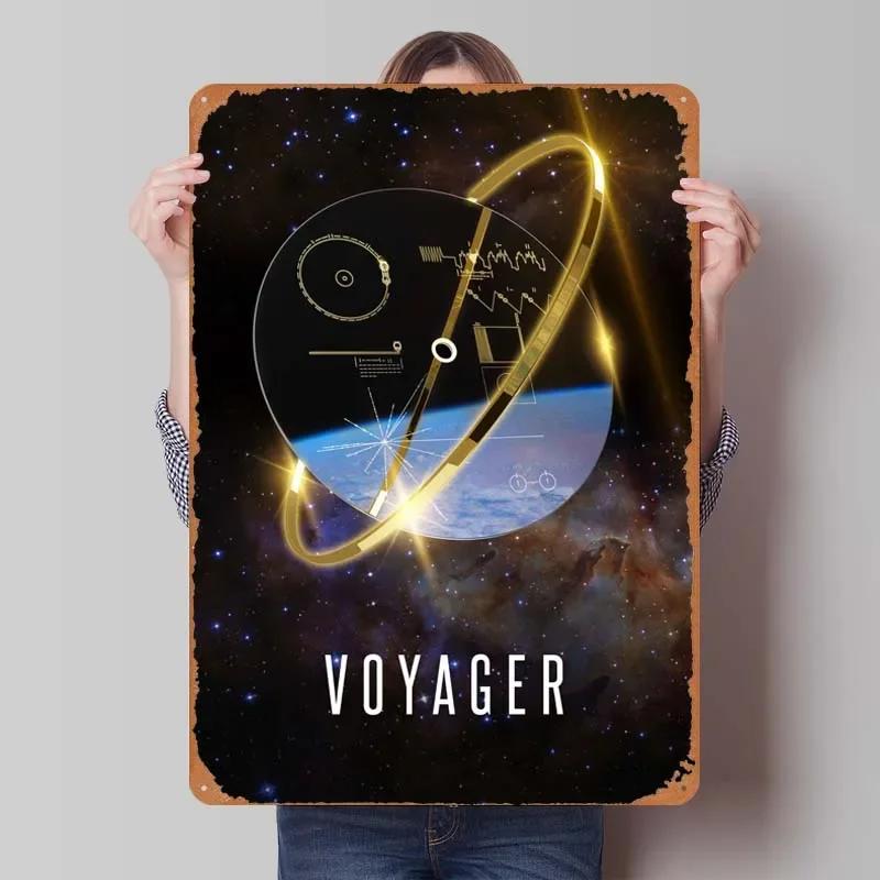Voyager 1 Zlatá deska Kovové cedule Vesmírné plakáty Dekorace do domácnosti Plechový cedule Tabulka pro výzdobu nástěnného umění Dekorace herního pokoje