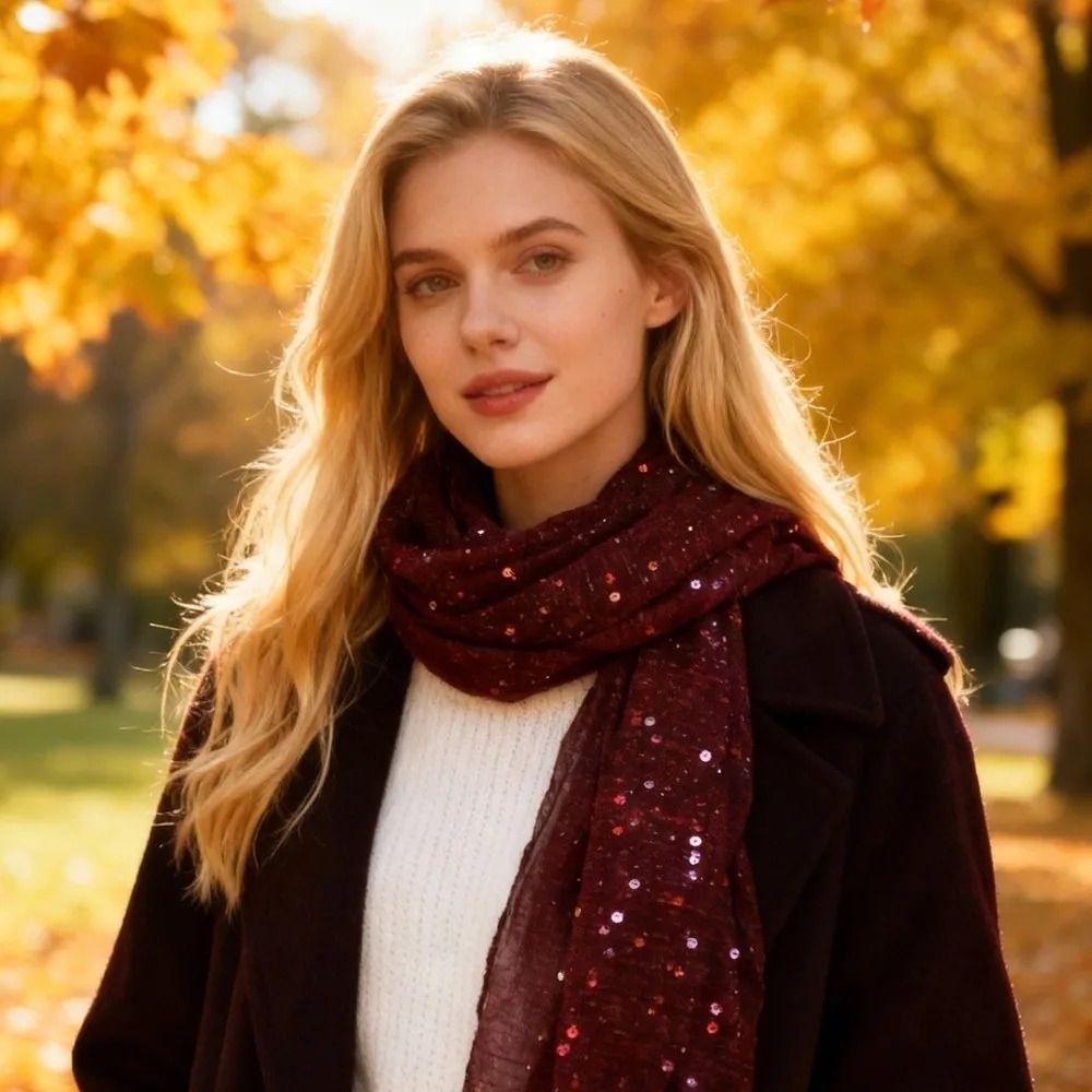 Breathable Sequins Shawl Shining Hijab Veil Luxury Silk Scarf Party Occasion