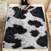 1Pc Rustic Cowhide Style Print Flannel Blanket, High Quality Comfortable for All Seasons, Home Decor, Warmth and Comfort, Perfect for Gifts