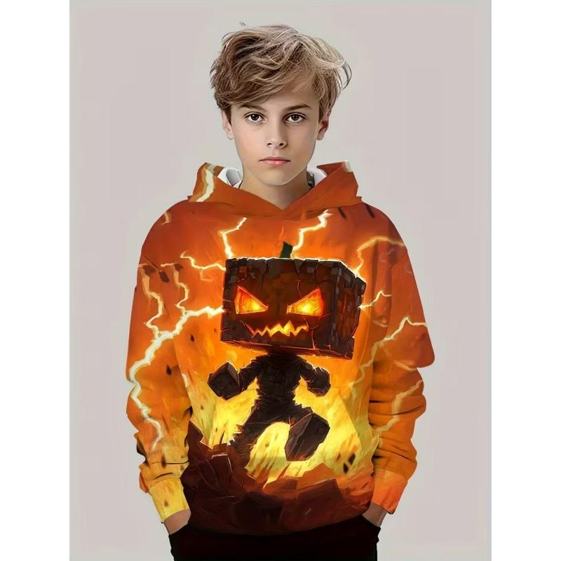 Spring And Autumn Fashion Men's Hoodie Anime Pumpkin Pattern 3D Print Sweatshirt Hoodies Street Casual Boy Sweatshirt Men's Oversized Top Clothing