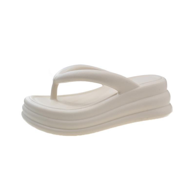 EVA women's thick-soled flip-flops summer outing tasteless ins high-end vacation muffin bottom pinch feet cool slippers solid color
