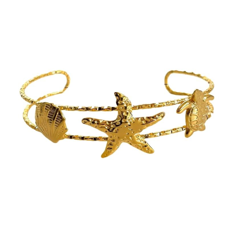 Öffnungsbare Sommer Strand Thema Seestern Muschel Anhänger Armschmuck Edelstahl Verstellbares Armband für den täglichen Gebrauch