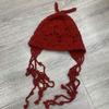 Autumn and winter hand-crocheted flower fringed pullover hat female sweet cute girl literary bag head hat tide hollow