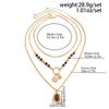 Salircon 3 Pcs/set Vintage Sunflower Brown Stone Beads Pendant Necklace for Women New Trendy Charms Sweater Chain Jewelry Gifts